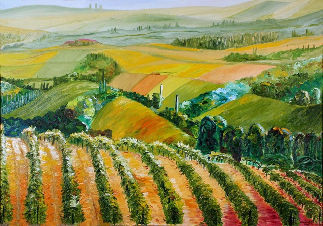 Lontana Toscana, L.M. Gambardella, olio su tela, 100x70, 2011